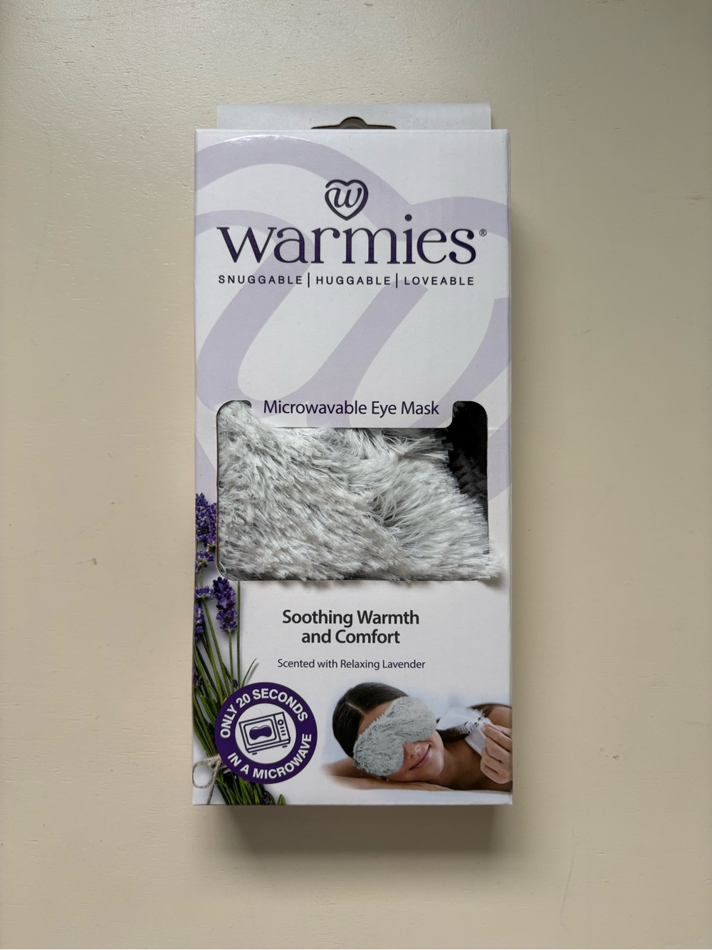Warmies Lavender-Scented Microwavable Eye Mask - Grey Faux Fur
